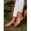 imageOYOANGLE Womens Clear Square Open Toe Sandals Pu Leather Flat Slide On Sandals Transparent Outdoor SlippersBrown Black