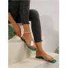 imageOYOANGLE Womens Clear Square Open Toe Sandals Pu Leather Flat Slide On Sandals Transparent Outdoor SlippersGreen