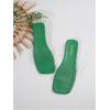 imageOYOANGLE Womens Clear Square Open Toe Sandals Pu Leather Flat Slide On Sandals Transparent Outdoor SlippersGreen