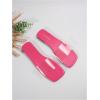 imageOYOANGLE Womens Clear Square Open Toe Sandals Pu Leather Flat Slide On Sandals Transparent Outdoor SlippersHot Pink