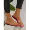 imageOYOANGLE Womens Clear Square Open Toe Sandals Pu Leather Flat Slide On Sandals Transparent Outdoor SlippersHot Pink