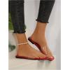 imageOYOANGLE Womens Clear Square Open Toe Sandals Pu Leather Flat Slide On Sandals Transparent Outdoor SlippersRed