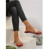 imageOYOANGLE Womens Clear Square Open Toe Sandals Pu Leather Flat Slide On Sandals Transparent Outdoor SlippersRed