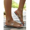 imageOYOANGLE Womens Clear Strap Flat Sandals Open Toe Double Band Casual Slide SandalsApricot