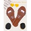 imageOYOANGLE Womens Clear Strap Flat Sandals Open Toe Double Band Casual Slide SandalsBrown