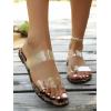 imageOYOANGLE Womens Clear Strap Flat Sandals Open Toe Double Band Casual Slide SandalsBrown Black
