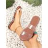 imageOYOANGLE Womens Clear Strap Flat Sandals Open Toe Double Band Casual Slide SandalsLight Brown