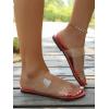 imageOYOANGLE Womens Clear Strap Flat Sandals Open Toe Double Band Casual Slide SandalsRed