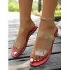 imageOYOANGLE Womens Clear Strap Flat Sandals Open Toe Double Band Casual Slide SandalsRed