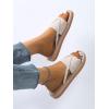 imageOYOANGLE Womens Corduroy Toe Post Single Band Thong Sandals Vacation Beach Casual Bohemian Flip FlopsApricot