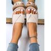 imageOYOANGLE Womens Corduroy Toe Post Single Band Thong Sandals Vacation Beach Casual Bohemian Flip FlopsApricot