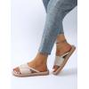 imageOYOANGLE Womens Corduroy Toe Post Single Band Thong Sandals Vacation Beach Casual Bohemian Flip FlopsApricot