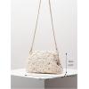 imageOYOANGLE Womens Crochet Chain Shoulder Bag Kiss Lock Boho Clutch Purse Handbags Woven Beach Crossbody BagsApricot