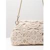 imageOYOANGLE Womens Crochet Chain Shoulder Bag Kiss Lock Boho Clutch Purse Handbags Woven Beach Crossbody BagsApricot