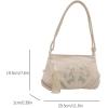 imageOYOANGLE Womens Floral Embroidered Shoulder Bags Fringe Small Underarm Purse Handbags Elegant Crossbody BagWhite
