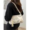 imageOYOANGLE Womens Floral Embroidered Shoulder Bags Fringe Small Underarm Purse Handbags Elegant Crossbody BagWhite
