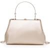 imageOYOANGLE Womens Kiss Lock Top Handle Solid Evening Bag Chain Shoulder Strap Glamorous Clutch PursesApricot