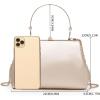 imageOYOANGLE Womens Kiss Lock Top Handle Solid Evening Bag Chain Shoulder Strap Glamorous Clutch PursesApricot