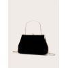 imageOYOANGLE Womens Kiss Lock Top Handle Solid Evening Bag Chain Shoulder Strap Glamorous Clutch PursesBlack