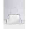 imageOYOANGLE Womens Kiss Lock Top Handle Solid Evening Bag Chain Shoulder Strap Glamorous Clutch PursesSilver