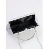 imageOYOANGLE Womens Kiss Lock Top Handle Solid Evening Bag Chain Shoulder Strap Glamorous Clutch PursesSilver