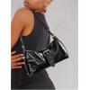 imageOYOANGLE Womens Leather Vintage Underarm Bags Buckled Zipper Punk Shoulder Bag Adjustable Strap Crossbody HandbagsBlack
