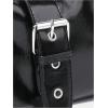 imageOYOANGLE Womens Leather Vintage Underarm Bags Buckled Zipper Punk Shoulder Bag Adjustable Strap Crossbody HandbagsBlack