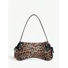 imageOYOANGLE Womens Leopard Print Shoulder Bags PU Leather Zipper Buckled Y2K Clutch Purses Funky Hobo BagBrown