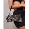 imageOYOANGLE Womens Leopard Print Shoulder Bags PU Leather Zipper Buckled Y2K Clutch Purses Funky Hobo BagBrown