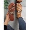 imageOYOANGLE Womens Leopard Print Strappy Toe Post Slide Sandals Outdoor Flat Sandal Summer Beach ShoesBrown