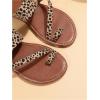 imageOYOANGLE Womens Leopard Print Strappy Toe Post Slide Sandals Outdoor Flat Sandal Summer Beach ShoesBrown
