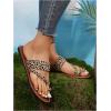 imageOYOANGLE Womens Leopard Print Strappy Toe Post Slide Sandals Outdoor Flat Sandal Summer Beach ShoesBrown