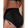 imageOYOANGLE Womens Maternity Swimsuit Bottom Ruched Drawstring Side High Waist Bikini Briefs PantyBlack