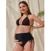 imageOYOANGLE Womens Maternity Swimsuit Bottom Ruched Drawstring Side High Waist Bikini Briefs PantyBlack