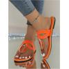 imageOYOANGLE Womens Metal Decor Leather Thong Sandals Open Toe Slip on Flat Sandal Casual Flip FlopsOrange