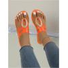 imageOYOANGLE Womens Metal Decor Leather Thong Sandals Open Toe Slip on Flat Sandal Casual Flip FlopsOrange