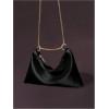 imageOYOANGLE Womens Metallic Chain Shoulder Bag Satin Evening Purse Tote Bags Zipper Formal Clutch HandbagsBlack