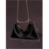 imageOYOANGLE Womens Metallic Chain Shoulder Bag Satin Evening Purse Tote Bags Zipper Formal Clutch HandbagsBlack