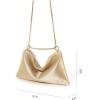 imageOYOANGLE Womens Metallic Chain Shoulder Bag Satin Evening Purse Tote Bags Zipper Formal Clutch HandbagsGold
