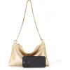 imageOYOANGLE Womens Metallic Chain Shoulder Bag Satin Evening Purse Tote Bags Zipper Formal Clutch HandbagsGold