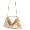imageOYOANGLE Womens Metallic Chain Shoulder Bag Satin Evening Purse Tote Bags Zipper Formal Clutch HandbagsGold