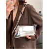 imageOYOANGLE Womens Metallic Flap Shoulder Bags Adjustable Strap Y2K Tote Handbags Evening Purses Crossbody BagSilver