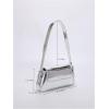 imageOYOANGLE Womens Metallic Flap Shoulder Bags Adjustable Strap Y2K Tote Handbags Evening Purses Crossbody BagSilver