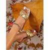 imageOYOANGLE Womens Metallic Sparkly Ruched Square Open Toe Side Sandals Ruched Single Band Flat SandalGold