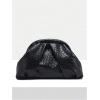 imageOYOANGLE Womens Minimalist Woven Leather Clutch Purses Textured Kiss Lock Pleated Vintage Evening HandbagsBlack