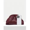imageOYOANGLE Womens Minimalist Woven Leather Clutch Purses Textured Kiss Lock Pleated Vintage Evening HandbagsBurgundy