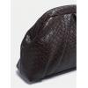 imageOYOANGLE Womens Minimalist Woven Leather Clutch Purses Textured Kiss Lock Pleated Vintage Evening HandbagsRust Brown