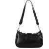 imageOYOANGLE Womens PU Leather Shoulder Bags Y2K Chain Decor Zipper Top Handle Handbags Small Underarm BagsBlack