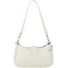 imageOYOANGLE Womens PU Leather Shoulder Bags Y2K Chain Decor Zipper Top Handle Handbags Small Underarm BagsWhite