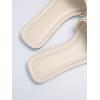 imageOYOANGLE Womens Pearl Beaded Single Band Square Open Toe Flat Sandals Elegant Casual Leather Slides SlippersBeige